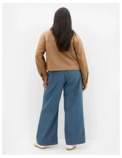 City Chic Liza Lightweight Suedette Jacket in Caramel