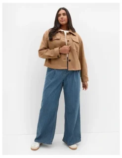 City Chic Liza Lightweight Suedette Jacket in Caramel