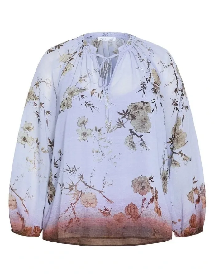 City Chic Love Border Print Top in Cornflower