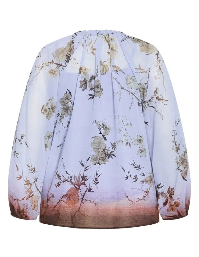 City Chic Love Border Print Top in Cornflower