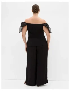 City Chic Macie Bow Detail Top in Black