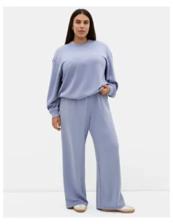 City Chic Mae Crew Neck Sweatshirt in Dusty Blue