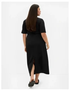 City Chic Mae Midi Skirt in Black