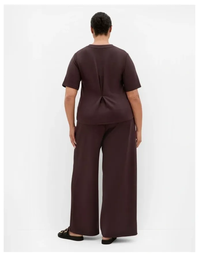 City Chic Mae Tailored Wide Leg Pant in Espresso