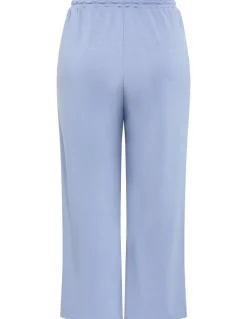 City Chic Mae Wide Leg Track Pant in Dusty Blue