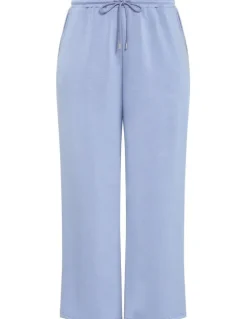 City Chic Mae Wide Leg Track Pant in Dusty Blue