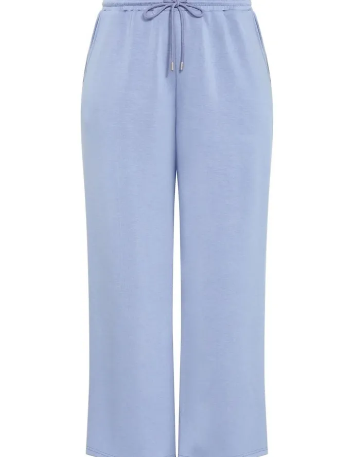 City Chic Mae Wide Leg Track Pant in Dusty Blue