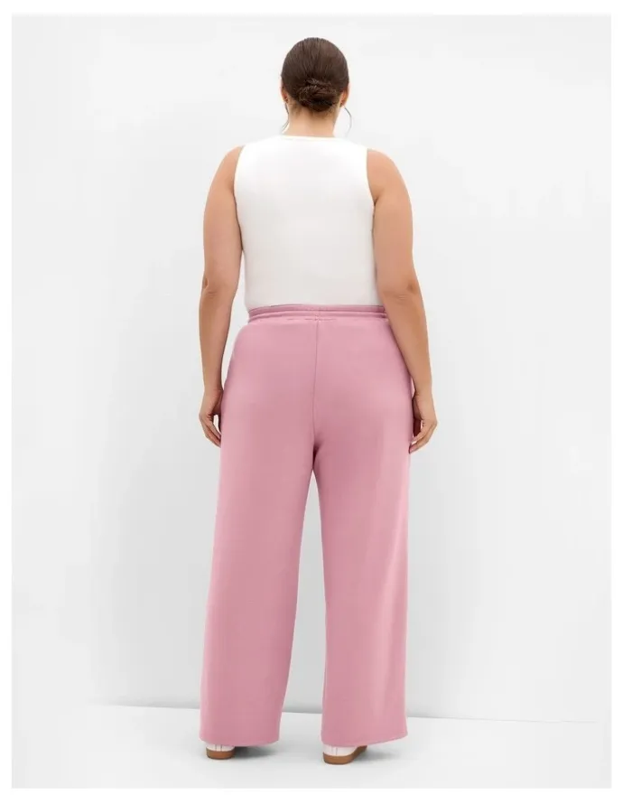 City Chic Mae Wide Leg Track Pant in Dusty Rose