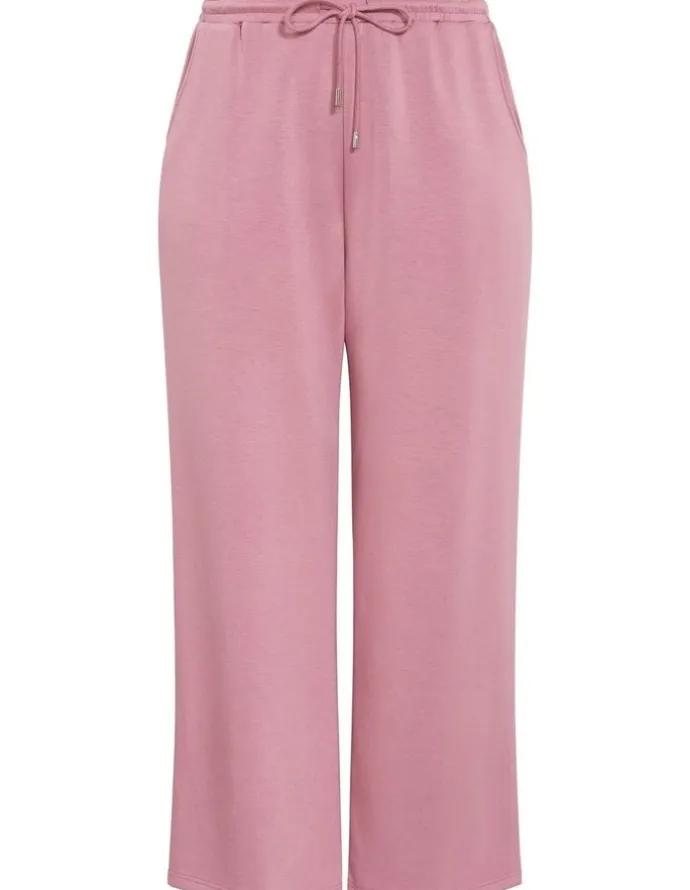City Chic Mae Wide Leg Track Pant in Dusty Rose