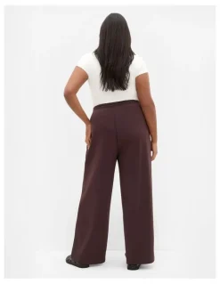 City Chic Mae Wide Leg Track Pant in Espresso
