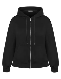 City Chic Mae Zip Hoodie in Black