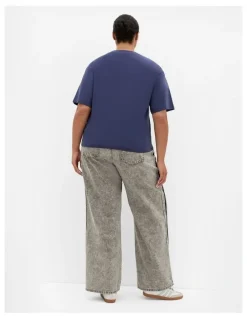 City Chic Oversized Crew Neck Tee in Dusty indigo