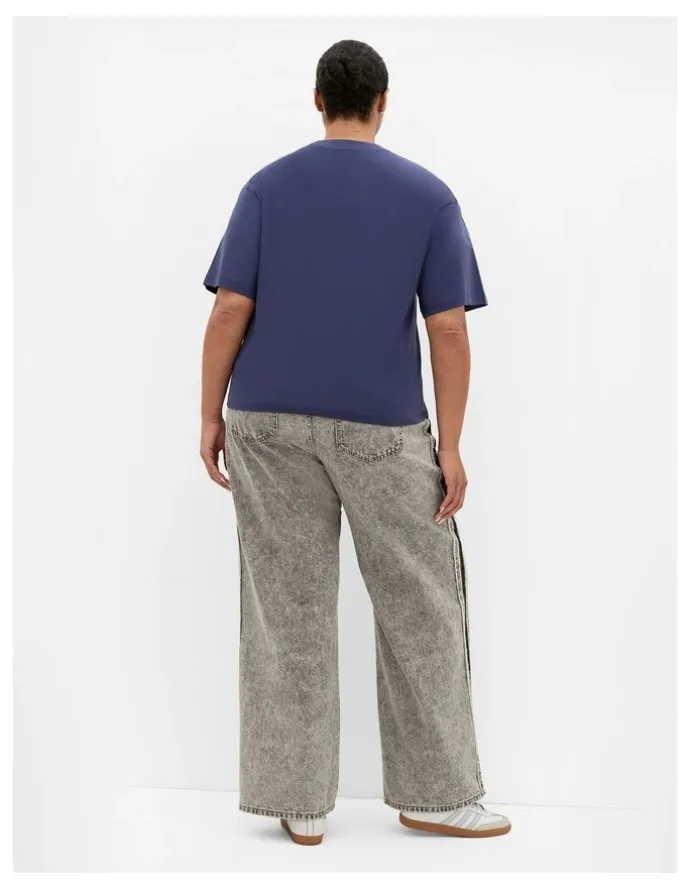 City Chic Oversized Crew Neck Tee in Dusty indigo