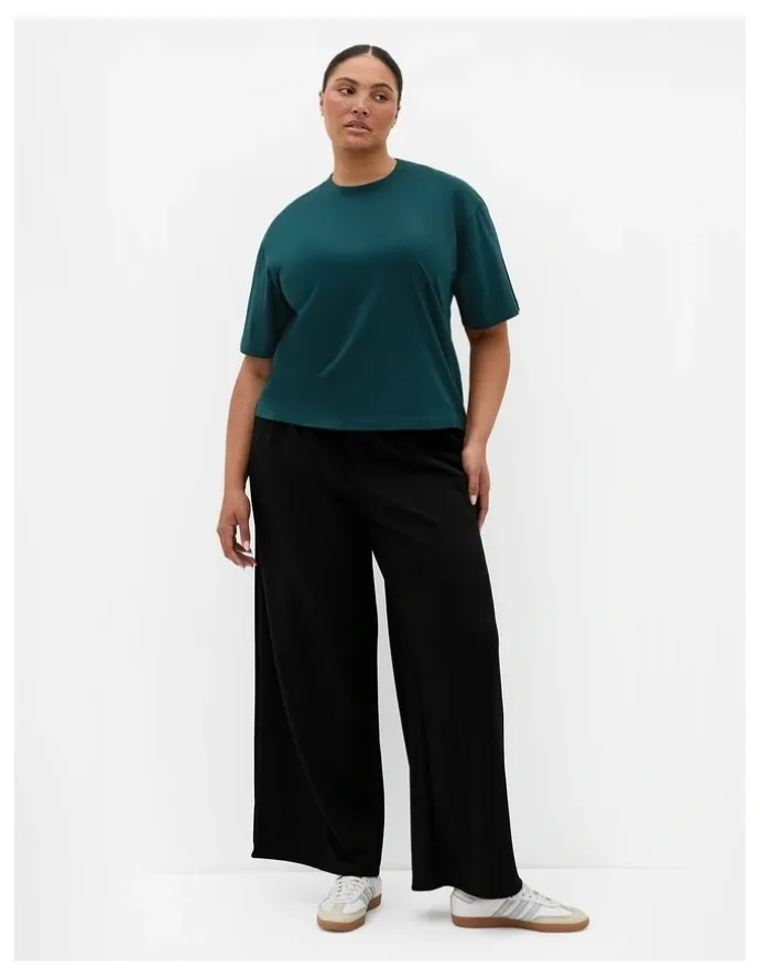 City Chic Oversized Crew Neck Tee in Deep Teal