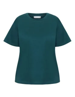 City Chic Oversized Crew Neck Tee in Deep Teal