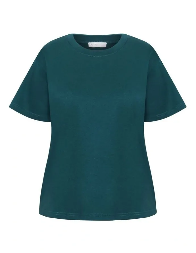City Chic Oversized Crew Neck Tee in Deep Teal