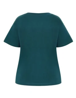 City Chic Oversized Crew Neck Tee in Deep Teal