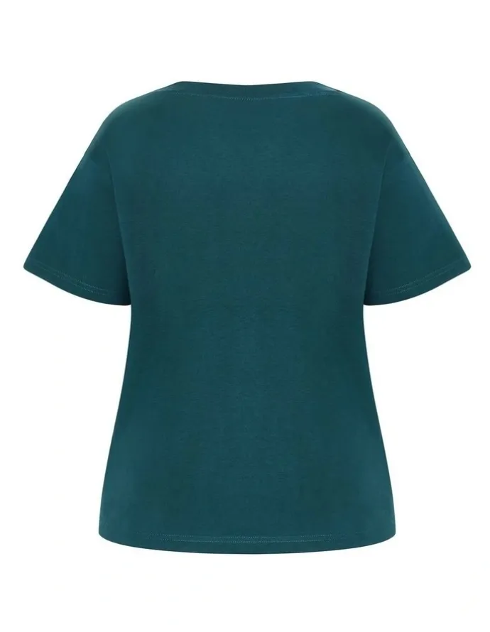 City Chic Oversized Crew Neck Tee in Deep Teal