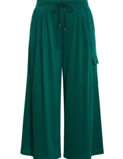 City Chic Paige Pocket Wide Leg Track Pant in Varsity Green