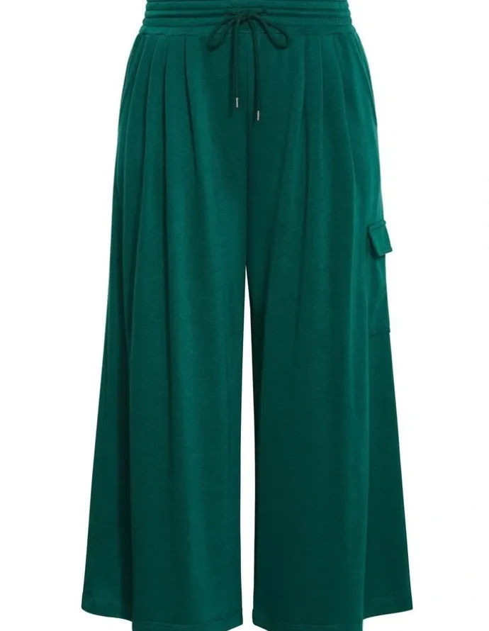 City Chic Paige Pocket Wide Leg Track Pant in Varsity Green