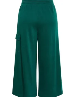 City Chic Paige Pocket Wide Leg Track Pant in Varsity Green