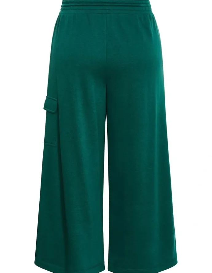 City Chic Paige Pocket Wide Leg Track Pant in Varsity Green