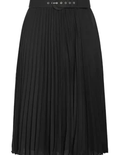 City Chic Petra Pleat Midi Skirt in Black