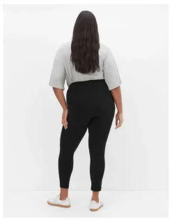 City Chic Plus Size 7/8 Length Wide Band Legging in black