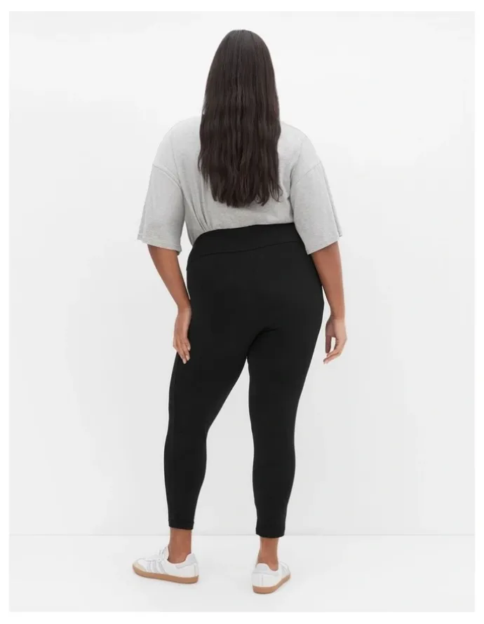 City Chic Plus Size 7/8 Length Wide Band Legging in black