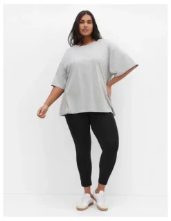 City Chic Plus Size 7/8 Length Wide Band Legging in black