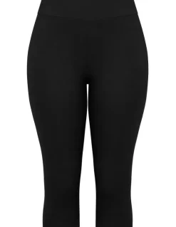 City Chic Plus Size 3/4 Length Wide Band Legging in black