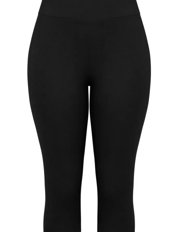 City Chic Plus Size 3/4 Length Wide Band Legging in black