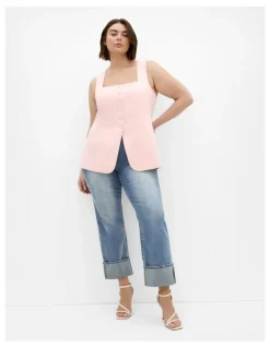 City Chic Plus Size Abbie Vest in Baby Pink