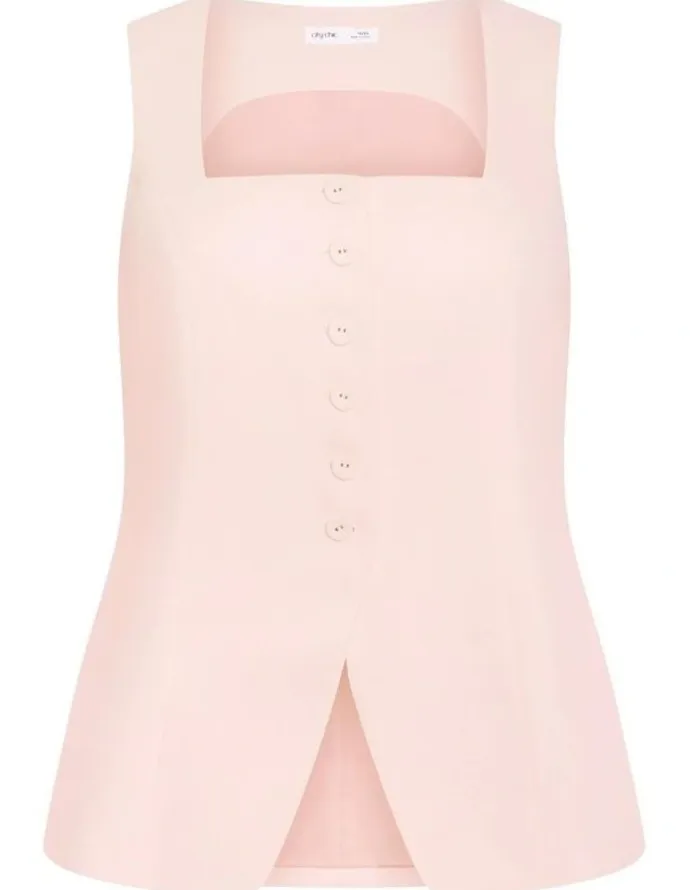 City Chic Plus Size Abbie Vest in Baby Pink
