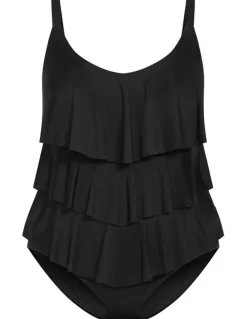 City Chic Plus Size Azores Tiered 1 Piece in Black