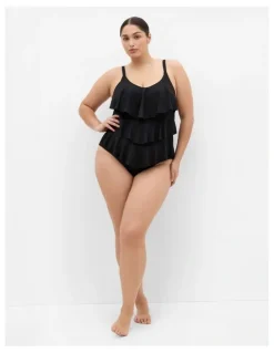 City Chic Plus Size Azores Tiered 1 Piece in Black