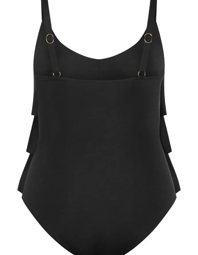 City Chic Plus Size Azores Tiered 1 Piece in Black