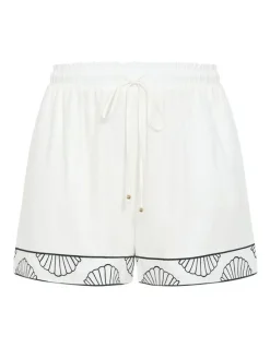 City Chic Plus Size Bianca Border Detail Short in ivory