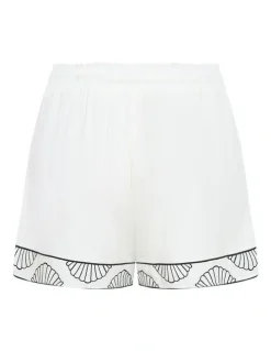 City Chic Plus Size Bianca Border Detail Short in ivory