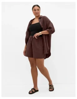 City Chic Plus Size Elly Short in chocolate