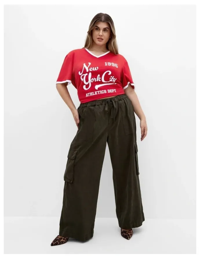 City Chic Plus Size Game On Tee in Red