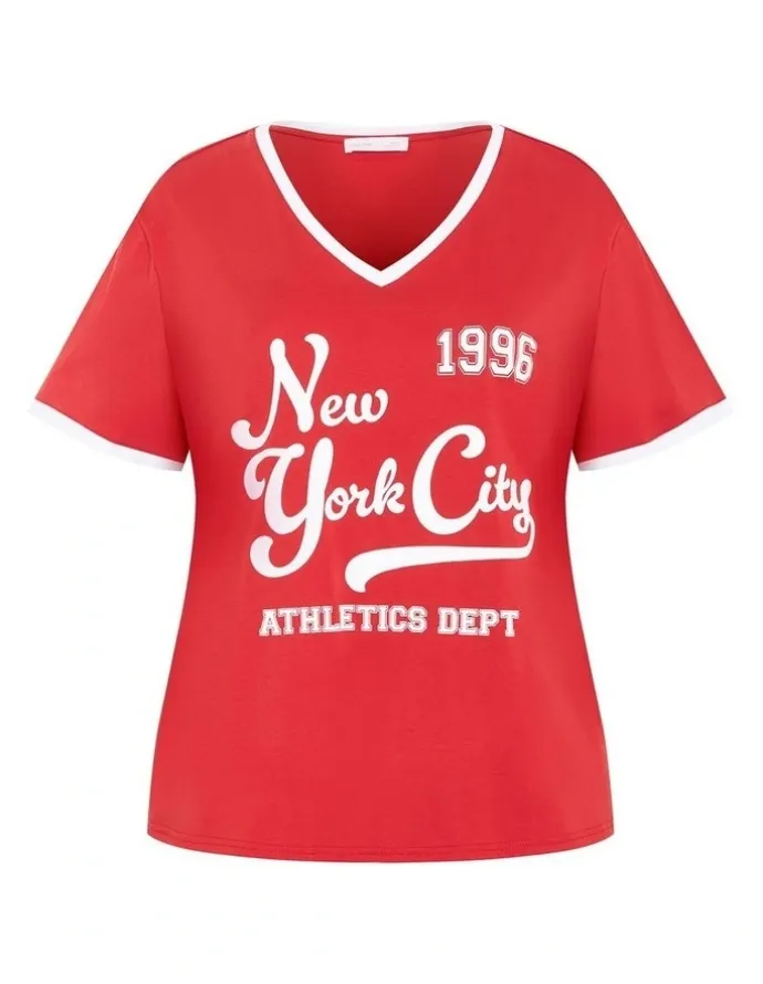 City Chic Plus Size Game On Tee in Red