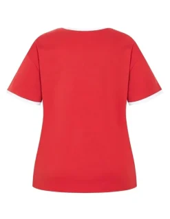 City Chic Plus Size Game On Tee in Red