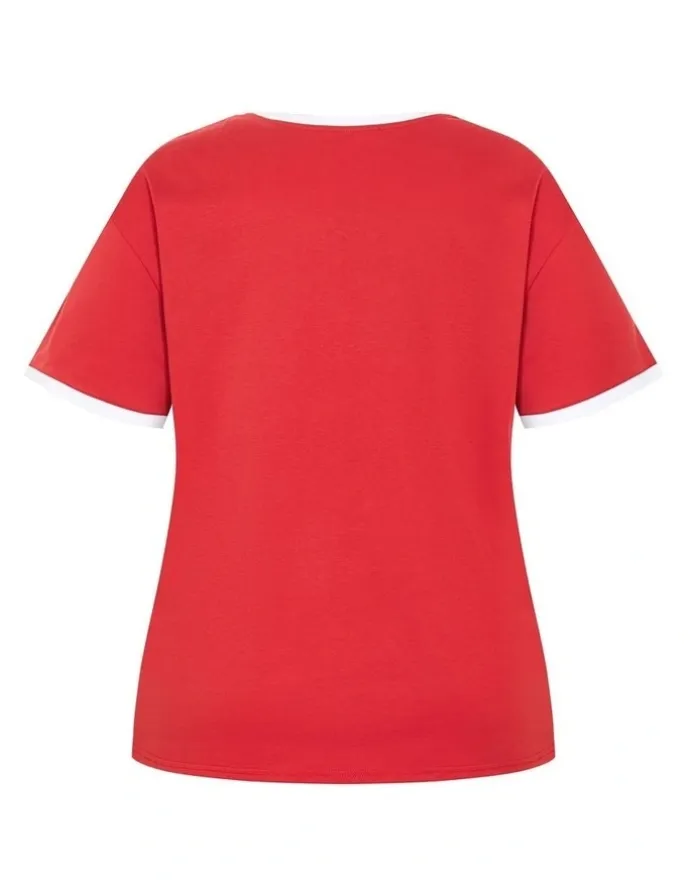 City Chic Plus Size Game On Tee in Red