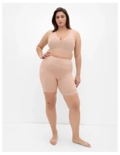 City Chic Plus Size Luxe Cotton Wireless Bra in latte