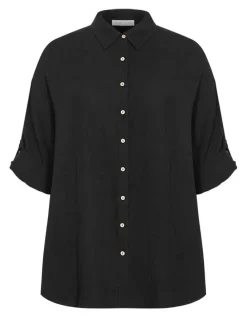City Chic Plus Size Poolside Cover Up Shirt in black