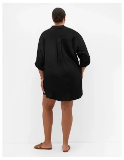 City Chic Plus Size Poolside Cover Up Shirt in black