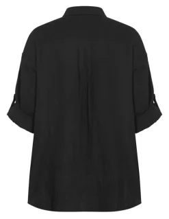 City Chic Plus Size Poolside Cover Up Shirt in black