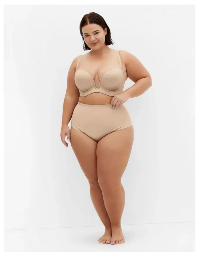 City Chic Plus Size Shapely Plunge Bra in latte