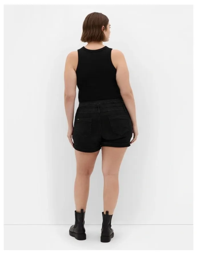 City Chic Plus Size Short Hi Waist Denim Short in black